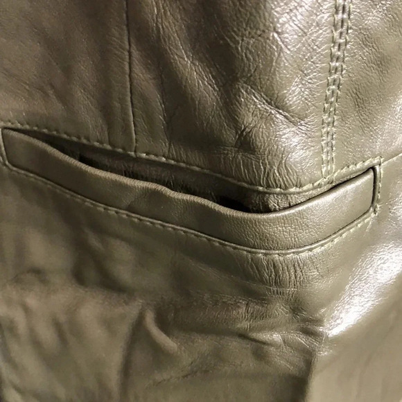 JESSICA LONDON Olive Green Leather Blazer/Jacket - Picture 4 of 11